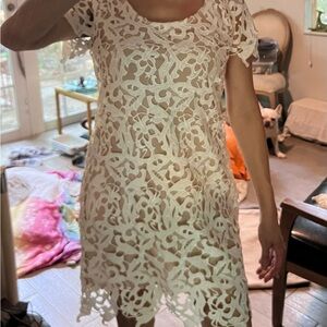 Chic White Full Lace Embroidered Semi formal dress Bronte Brand